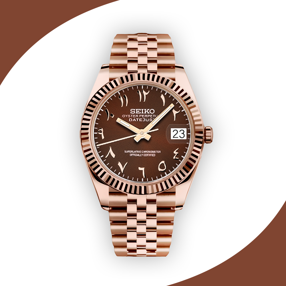 SeikoJust Gold Rose Chocolate Arabic Dial