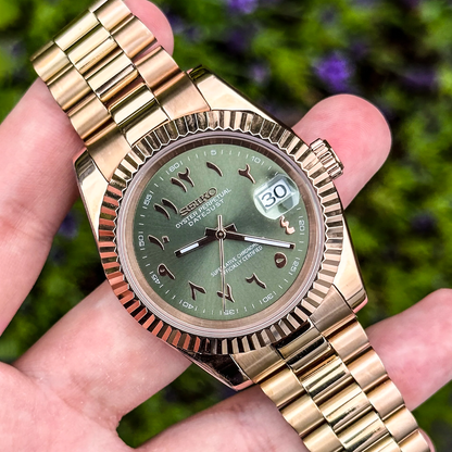 SeikoJust Gold Rose Olive Arabic Dial