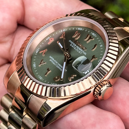 SeikoJust Gold Rose Olive Arabic Dial