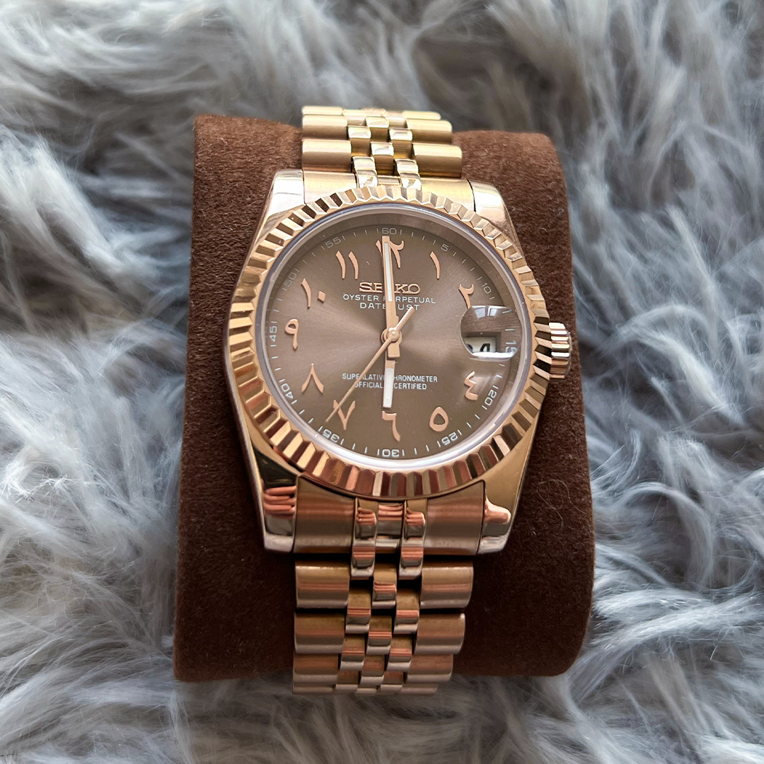 SeikoJust Gold Rose Chocolate Arabic Dial