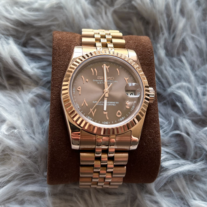 SeikoJust Gold Rose Chocolat Arabic Dial